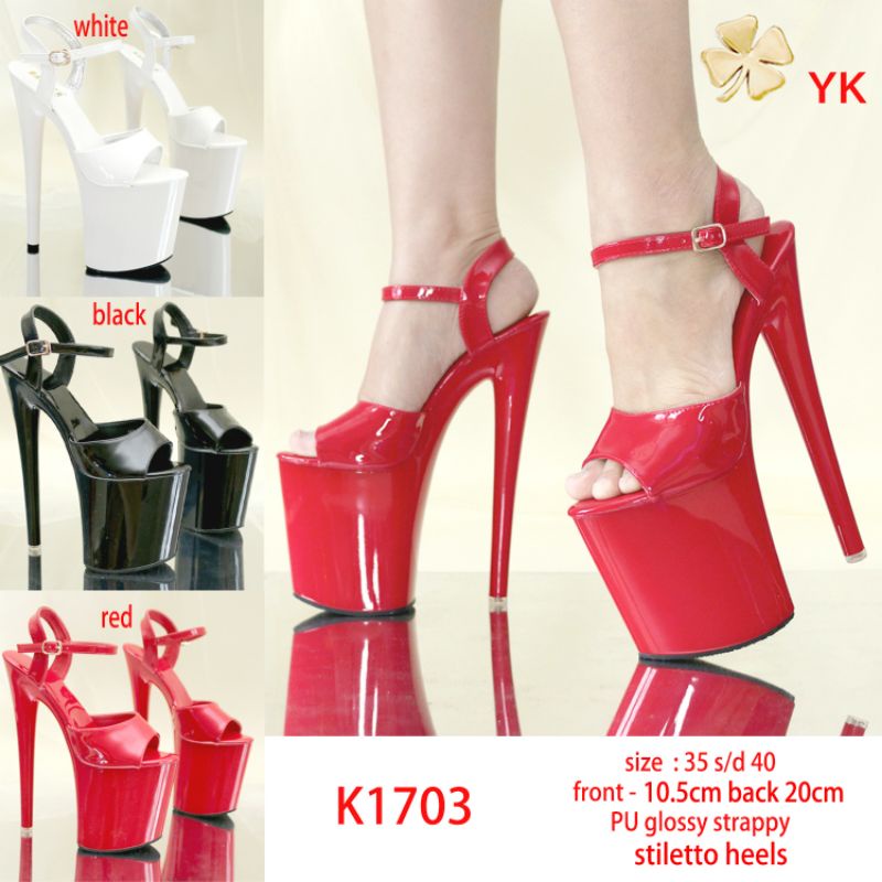 YKshoes 1703 heels 20cm strappy stiletto black white red heels strappy peeptoes stiletto heels sanda