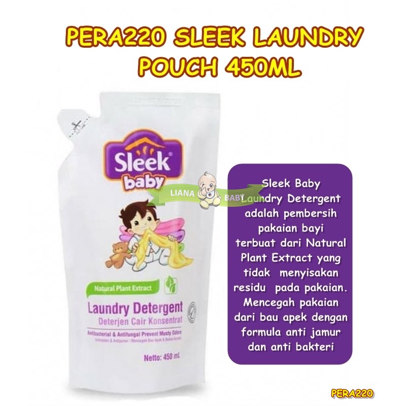 PERA220 SLEEK BABY LAUNDRY POUCH DETERGENT BABY SABUN PEMBERSIH PAKAIAN BAYI 450ML