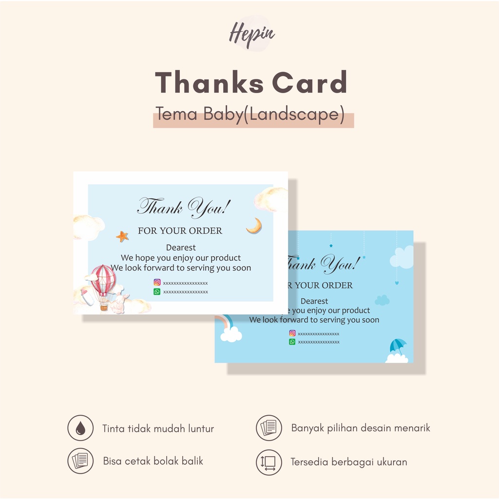 

thanks card tema BABY LANDSCAPE/murah