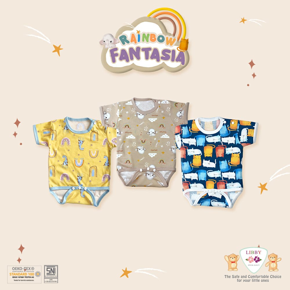 Libby Baju Bayi Cewe Cowo Kodok Segitiga Animal Dreamland OWl(putih) Space(kuning) White Bear(Biru Muda) Porcupine OrangeAnimal AnimalWatercolor 0-6 bln 2-5 Kg Grosir