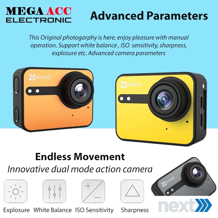Action Camera EZVIZ S1-C WIFI Touchscreen FHD 1080P 8MP - ORIGINAL-3