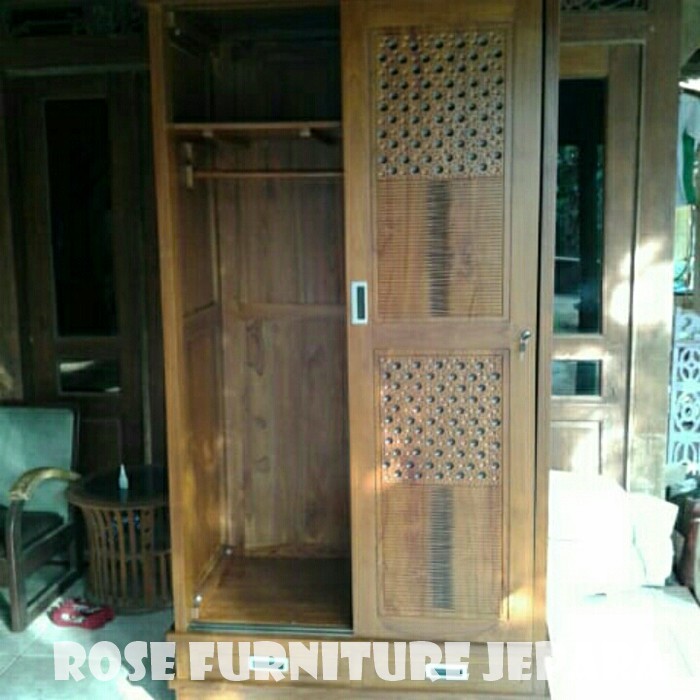 lemari pakaian sliding jati, lemari sliding pintu 2