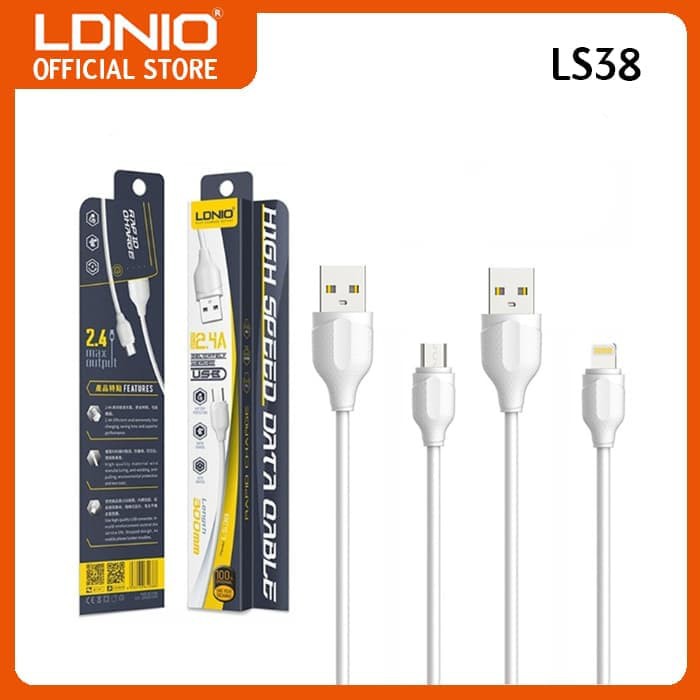 Kabel Charger Data 30cm LDNIO LS38 Micro USB USB C Fast Charge