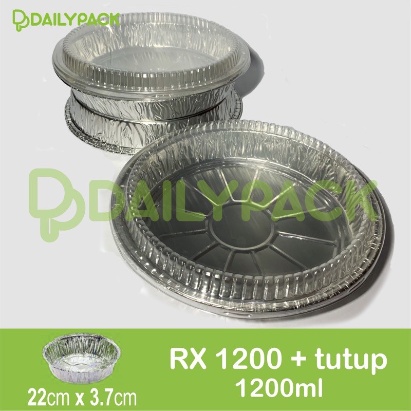 ALUMINIUM FOIL TRAY RX 1200-34 + TUTUP MIKA (BULAT DIAMETER 22 cm)