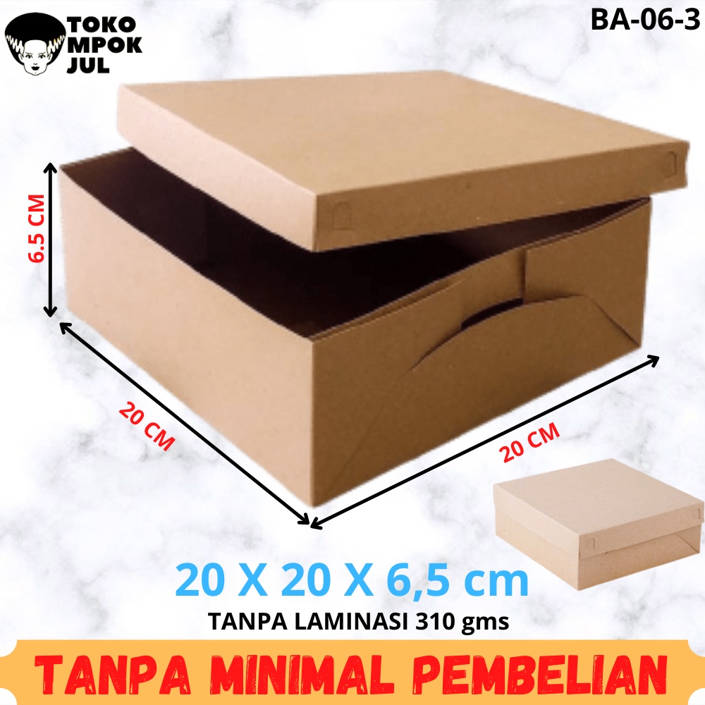 

TANPA MINIMUM - Kardus Box Dus Kotak Nasi Catering Katering Besek Berkat Kue Roti 20x20x6,5 cm Kotak Dengan Tutup