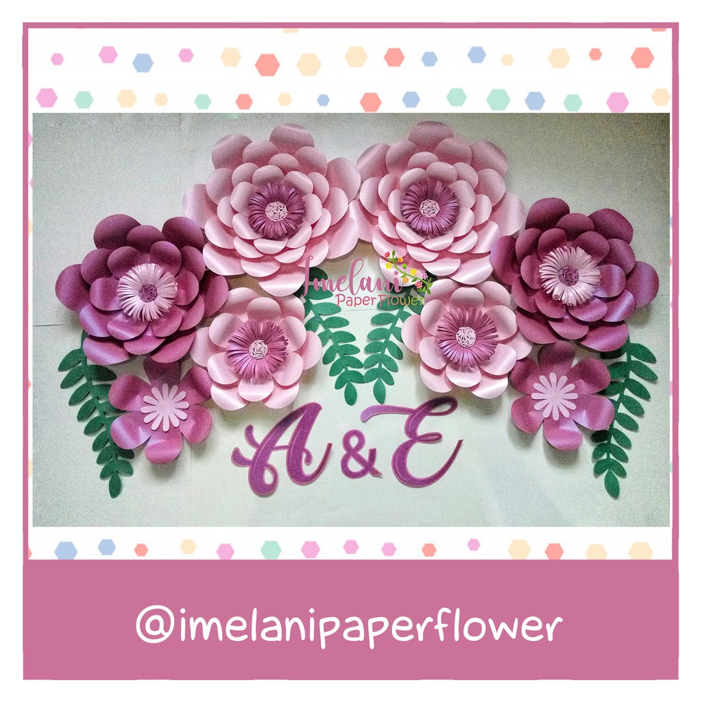 dekorasi lamaran murah simple tinggal pasang aja, backdrop lamaran bunga kertas murah DISKON