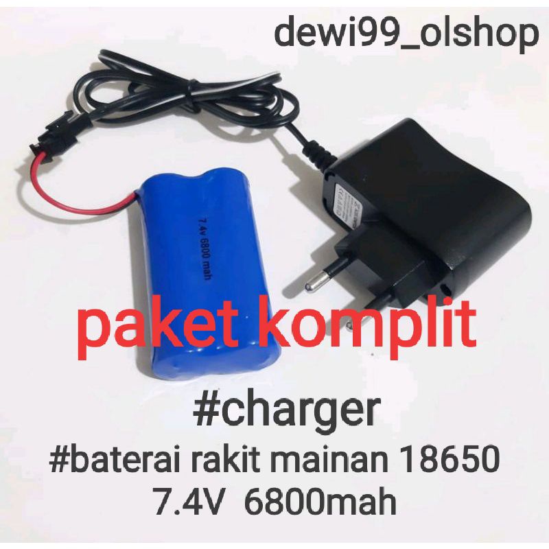 #batre rakit mainan 18650 7.4V 6800 mah + chargeran 1 pcs