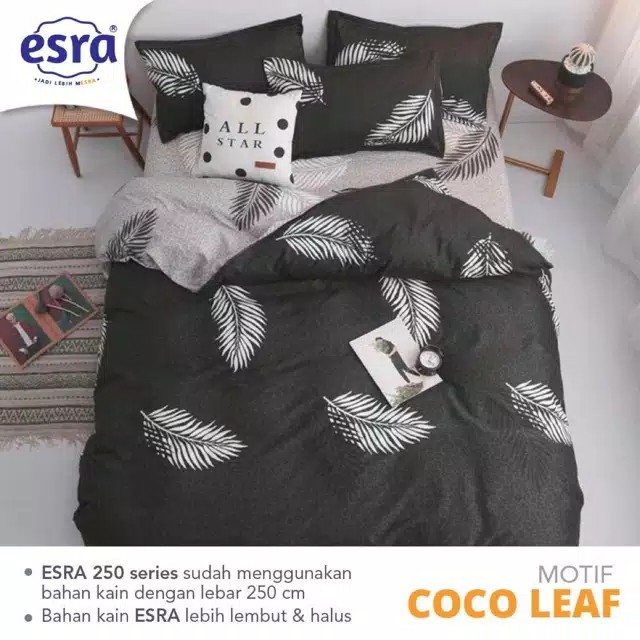 Sprei Katun Lokal CVC Esra Coco Leaf Motif Daun Palma Minimalis