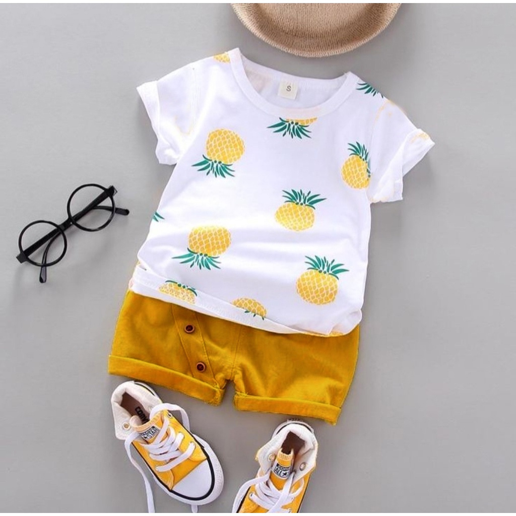 Zahra Setelan Anak Laki Laki Pine Summer Bahan Katun | Pakaian Anak Lucu Umur 1-5 Tahun