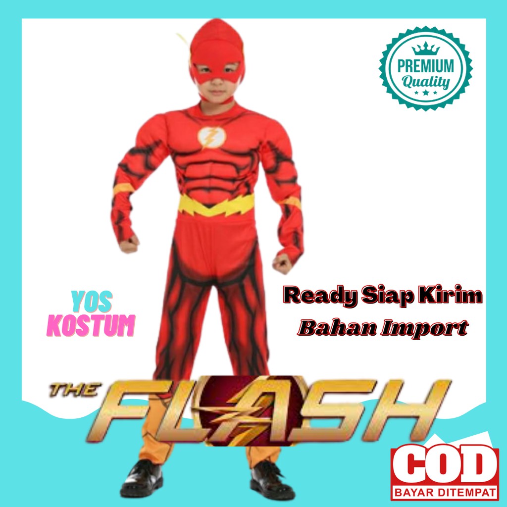 Kostum Flash Anak Impor Busa Otot Baju Karakter Superhero Laki Cowok Ulang Tahun Costume Karnaval