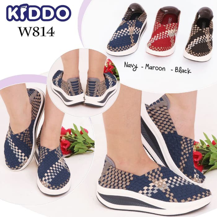 KIDDO WEDGES W814 / SEPATU WANITA / SEPATU RAJUT ANYAM KIDDO