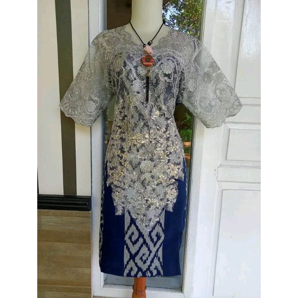 DRESS BROKAT TENUN FASHION TROSO JEPARA, DRESS CASUAL BROKAT TENUN ETNIK JEPARA, DRESS TENUN KOMBINA
