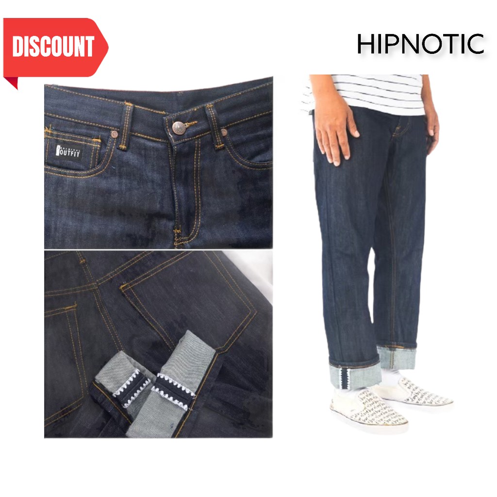 CELANA JEANS SELVEDGE ACEENT SHELL STICH WHITE LINE celana jeans pria size S M L XL