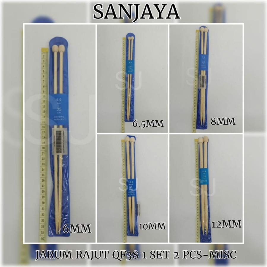 JARUM RAJUT / CROCHET HOOK / KNITTING NEEDLES / HAKKEN / HAKPEN / ALAT RAJUT KAYU / JARUM RAJUT QF38 (1 SET 2 PCS)