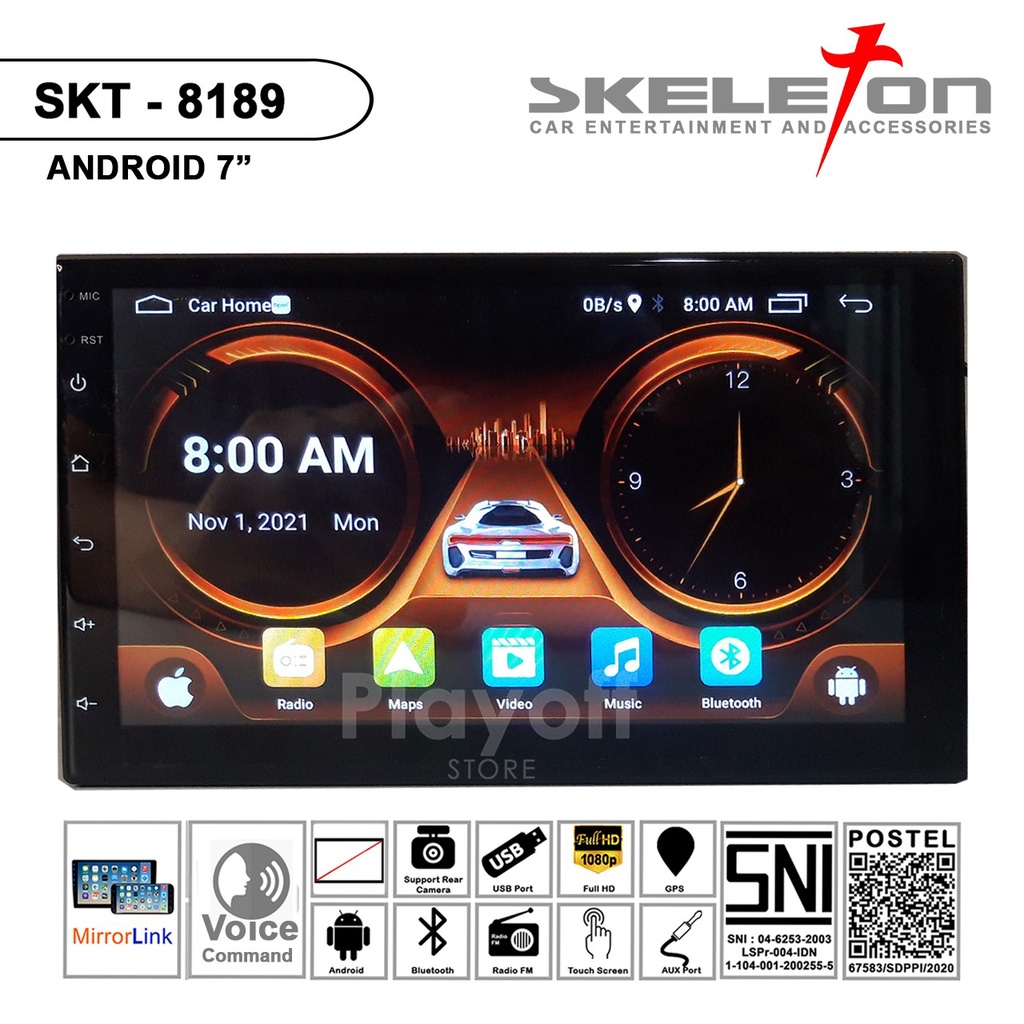 Voice Command Head Unit Android 7 inch Skeleton 8189 MirrorLink Bluetooth GPS