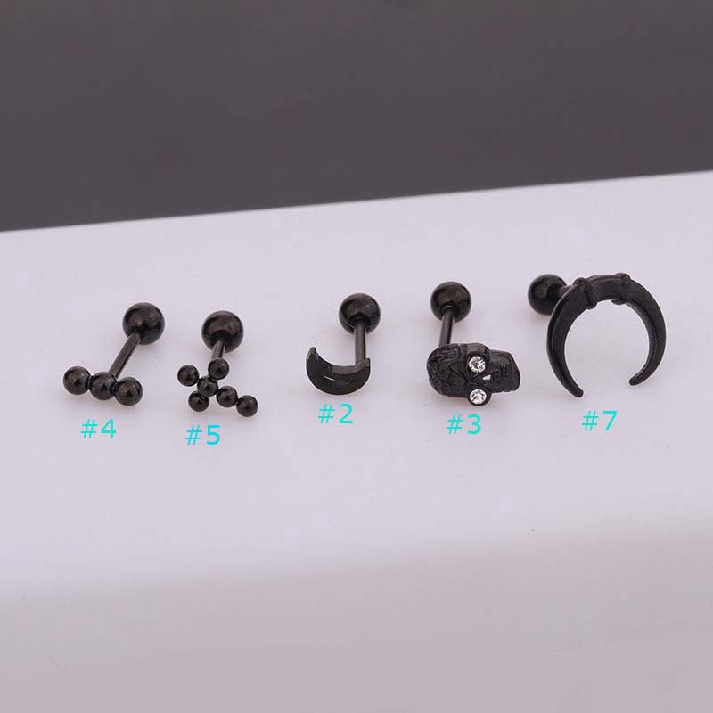 1pc Anting Desain Tengkorak Ular Bahan Stainless Steel Panjang 6mm Untuk Unisex