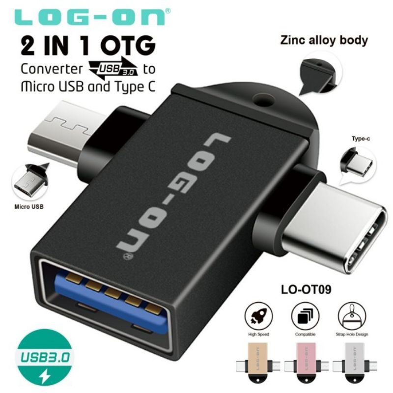 OTG 2in1 LOG-ON LO-OT09 Converter USB OTG Micro USB And Type C