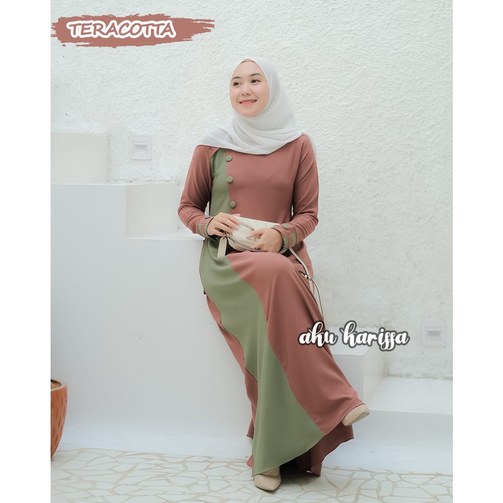 DRESS FAZILA dan HASNA AKU KARISSA ORIGINAL terbaru polos model kancing cantik