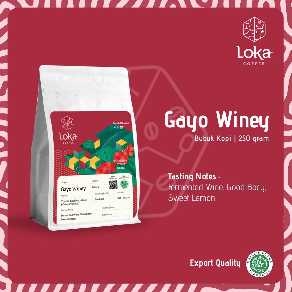 

LOKA COFFEE Kopi Aceh Gayo Winey - Kopi Arabica Biji Kopi / Bubuk Kopi Fresh Asli - 250 gr