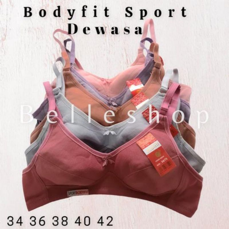 BELLE-Sport Bra Wanita Dewasa Bra Sport Bodyfit Tanpa Kawat
