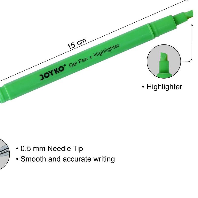 

♕ Color Gel Pen Pena Jel + Highlighter Penanda Joyko GPC-277 8 Warna ➫