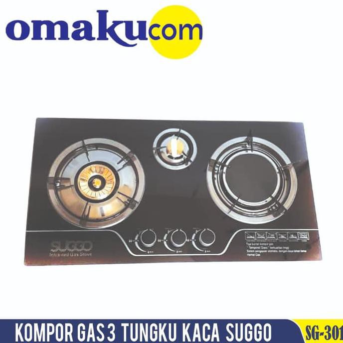 Kompor Gas 3 Tungku Kaca Suggo Sg-301 - Terbaik 