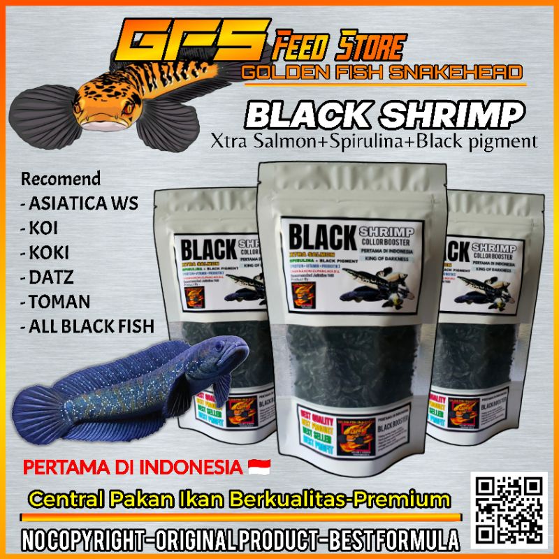 Udang Kering Hitam Black Shrimp Pakan channa koi goldfish