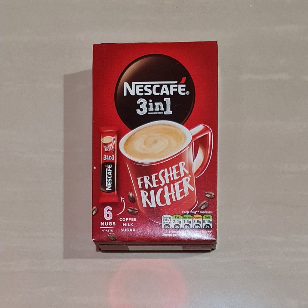 Nescafe Original 3 in 1 Fresher Richer Coffee Milk Sugar 6 x 17 Gram