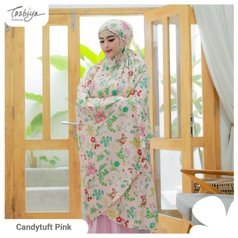 Mukena Tazbiya Candytuft Series Allsize Jumbo Dewasa Katun Rayon Motif