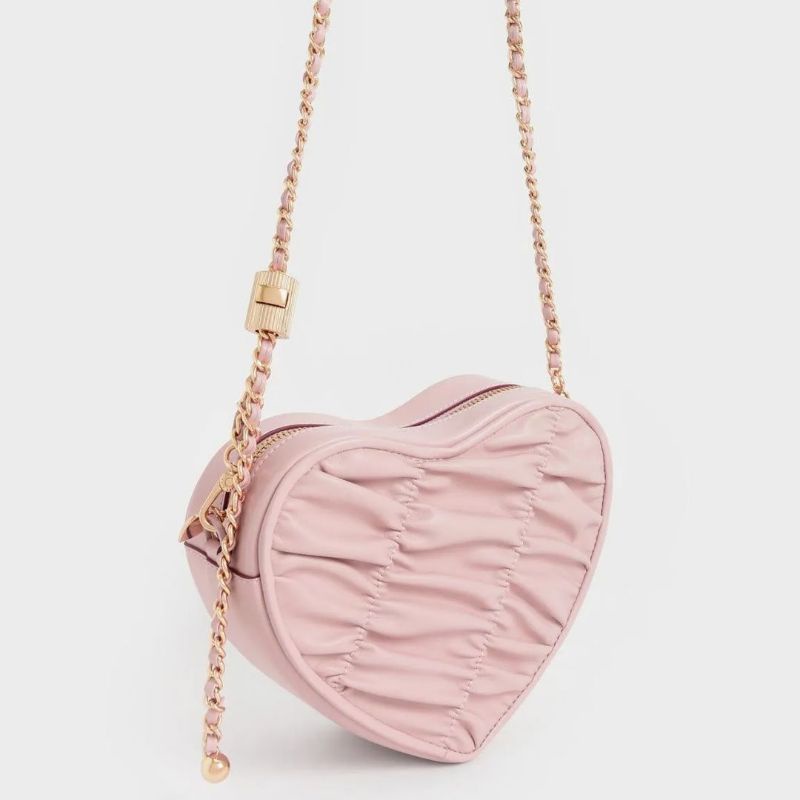 CK Bead Handle Heart Evening Bag