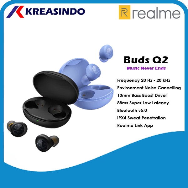 Realme Buds Q2 / Q 2 TWS Earbuds Garansi Resmi