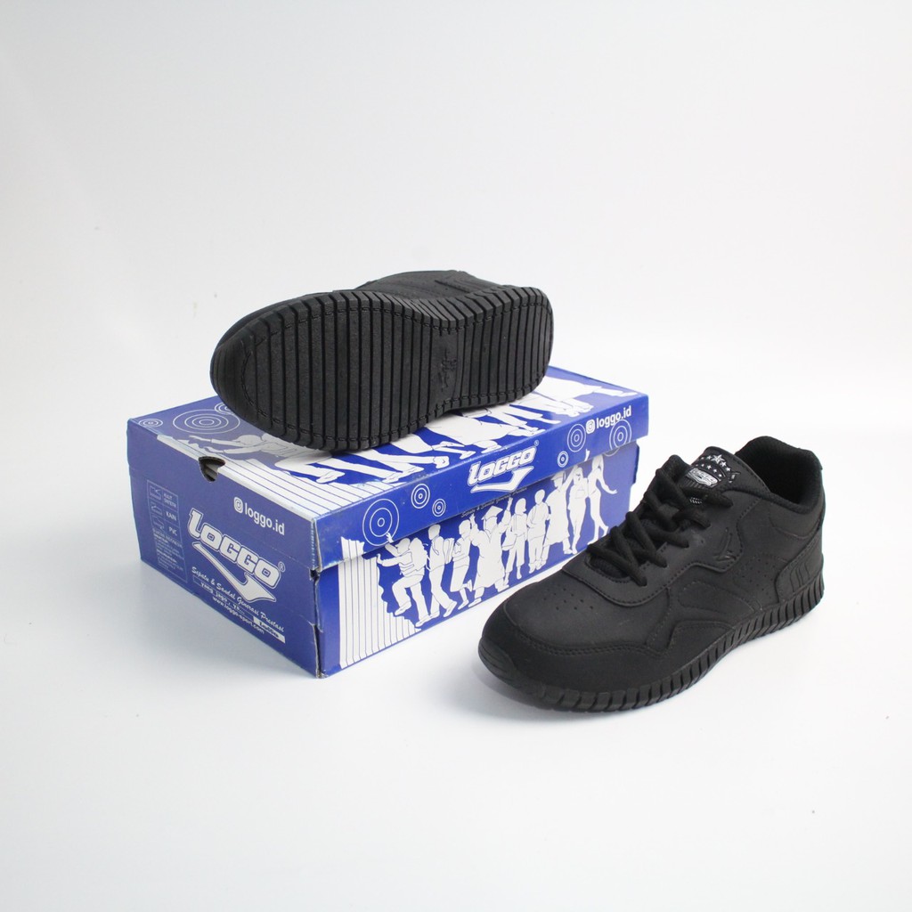 SEPATU HITAM FULL SEKOLAH MODEL PENDEK MERK LOGGO/SPEED