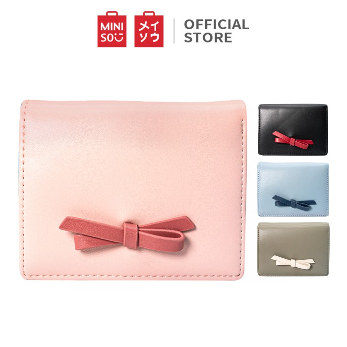 MINISO Dompet Wanita Two fold Pendek Kecil Lipat Colorblock Bowtie Lucu Fashion Shopee Indonesia