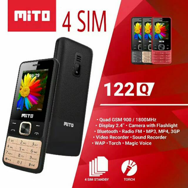 MITO 122Q Layar 2.4" (4 Sim Card)