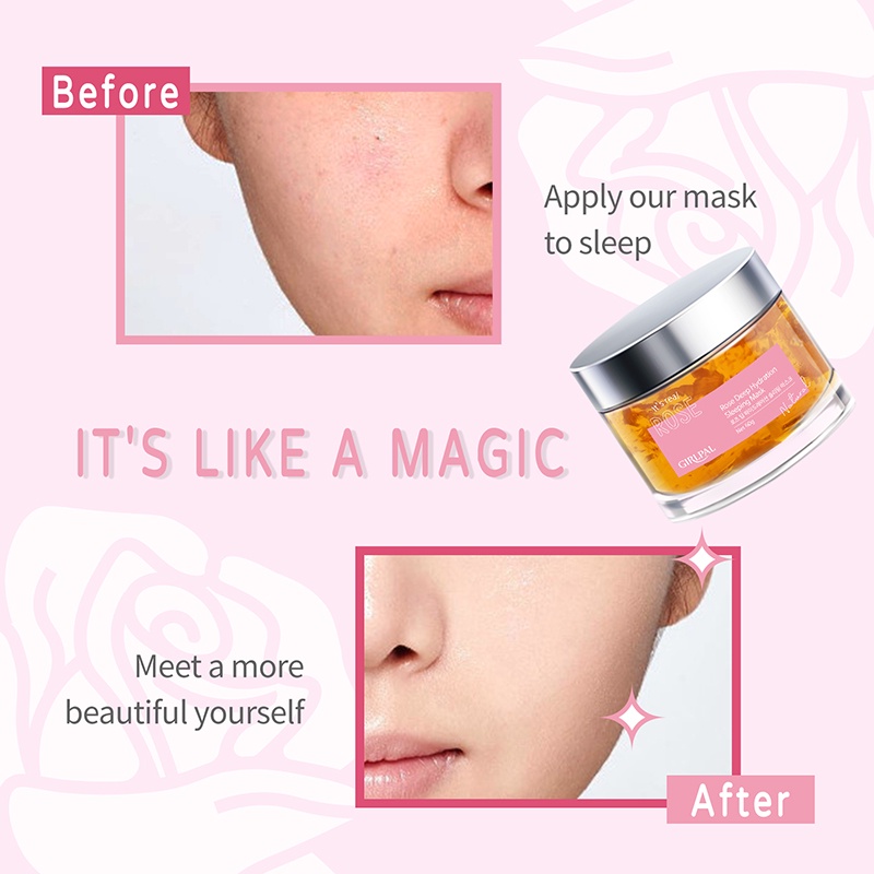 GIRLPAL Rose/Helichrysum Deep Hydration Sleeping Mask Face Organik Masker Wajah Melembabkan Mencegah Penuaan 60g