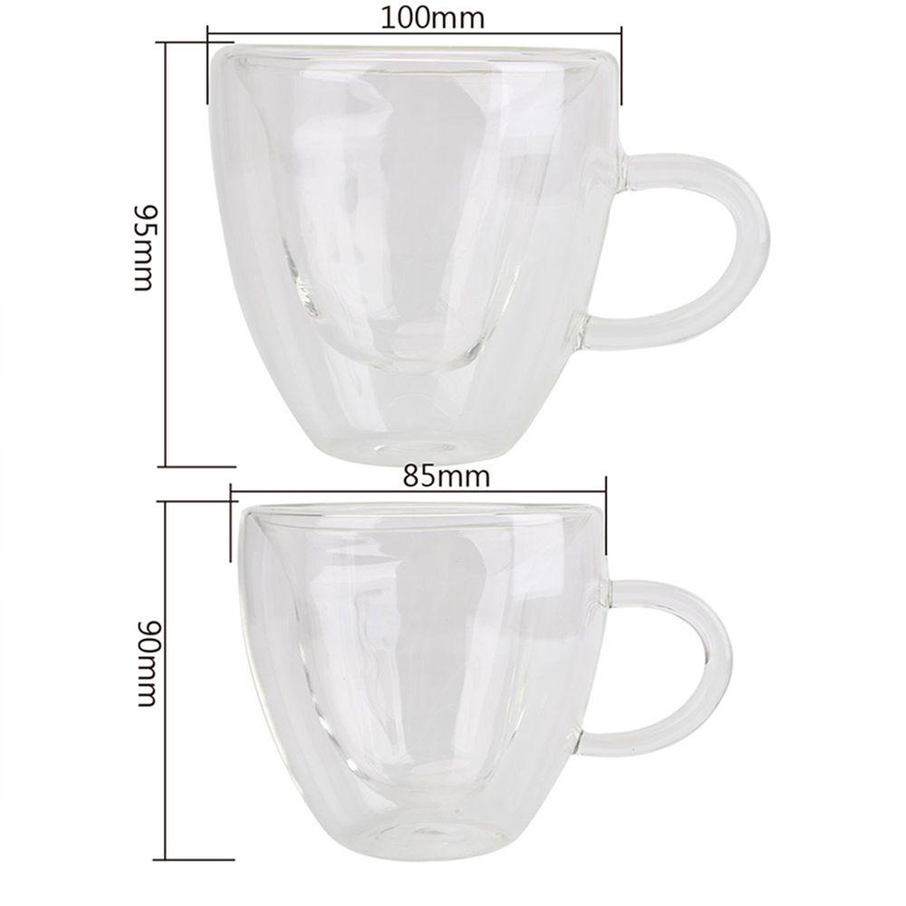 【 ELEGANT 】 Gelas Kaca Insulated Tahan Panas Unik Double Wall Breakfast Untuk Jus Susu Perlengkapan Minum Dapur Dengan Pegangan Untuk Minuman Panas Tea Cup