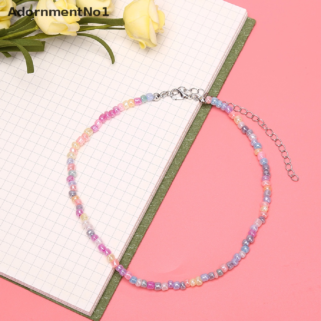 (AdornmentNo1) Kalung Choker Rantai Manik Warna Warni Gaya Boho Untuk Wanita