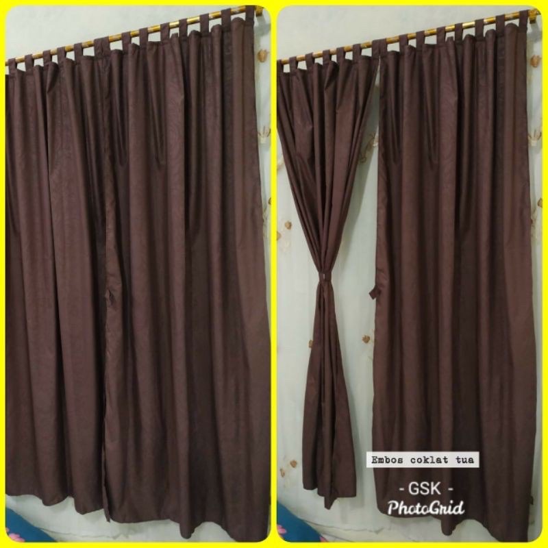 [ PINTU DAN JENDELA ] GORDEN TALI + PONI MOTIF EMBOS / EMBOSS / POLOS COKLAT TUA