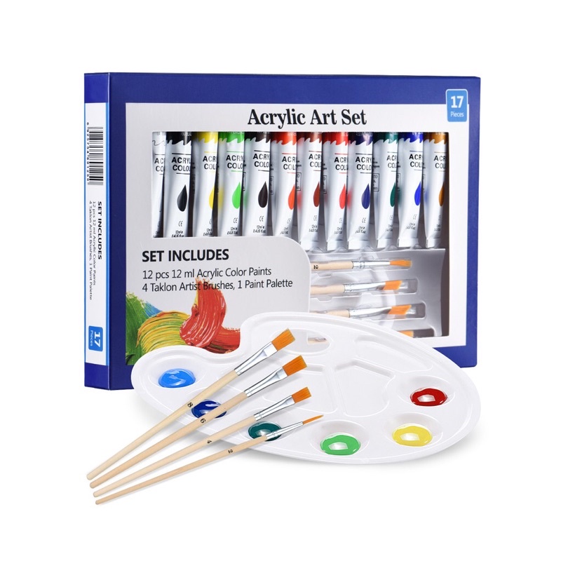 

CAT AKRILIC ACRILIC PAINT LUKIS MENGGAMBAR MELUKIS MEWARNAI SET 12ml Gratis 4 Kuas Set dan Pallet