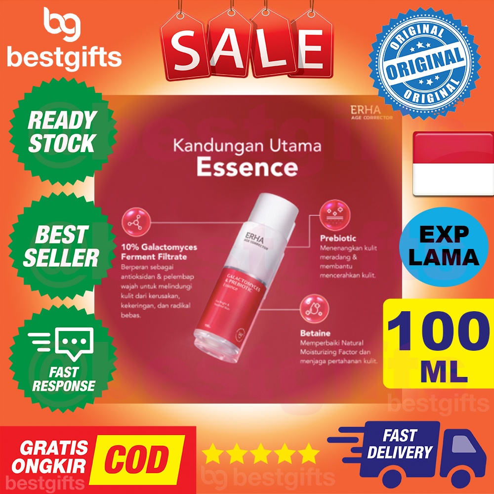 ERHA AGE CORRECTOR GALACTOMYCES PREBIOTIC ESSENCE ESENCE MENCERAHKAN KELEMBABAN KULIT WAJAH 100 ML