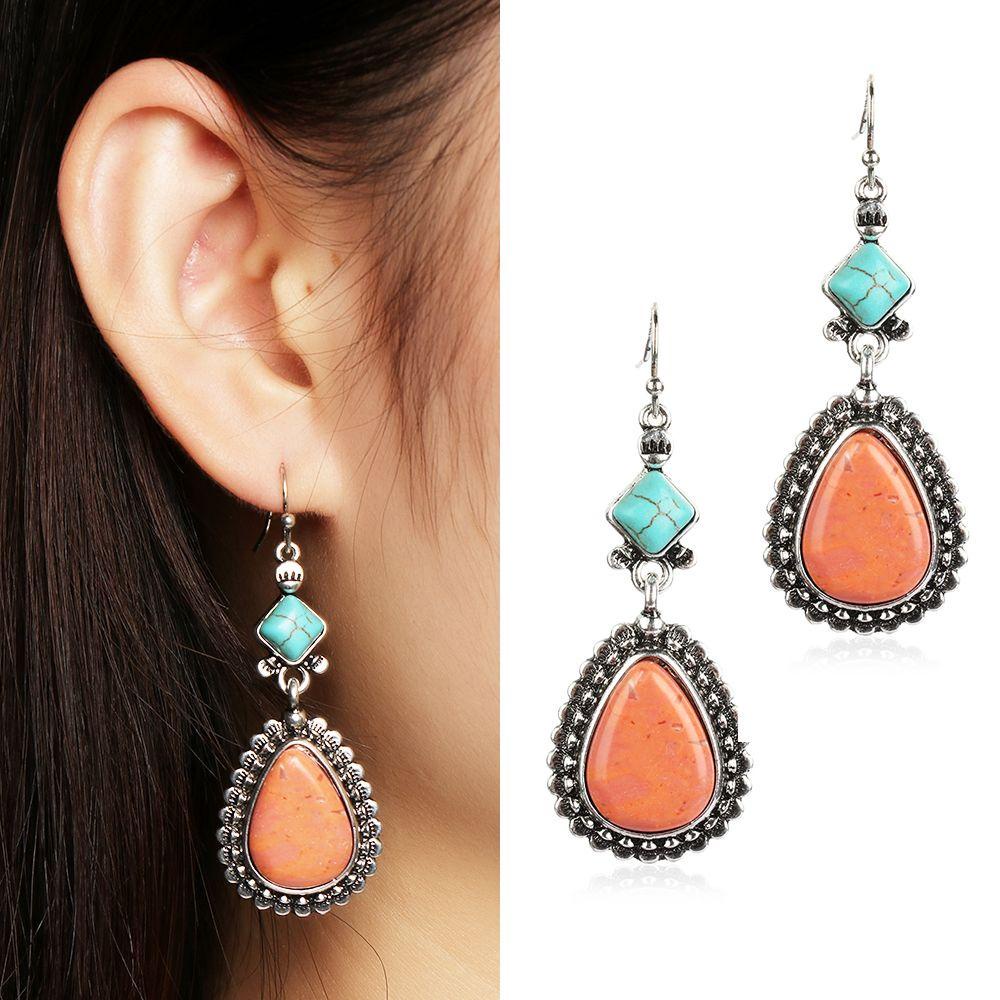 Nanas 1pasang Anting Pirus Etnik Boho Vintage Kait