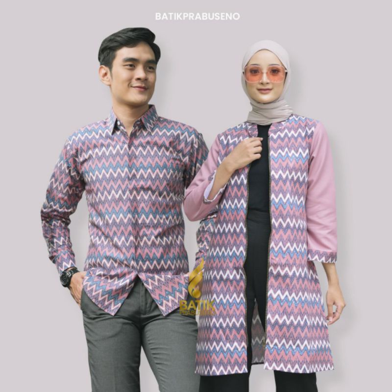 PRABUSENO // Batik Couple Prabuseno ZAGOL Hem Baju Kemeja Pria Tunik Wanita Lengan Panjang Slimfit O