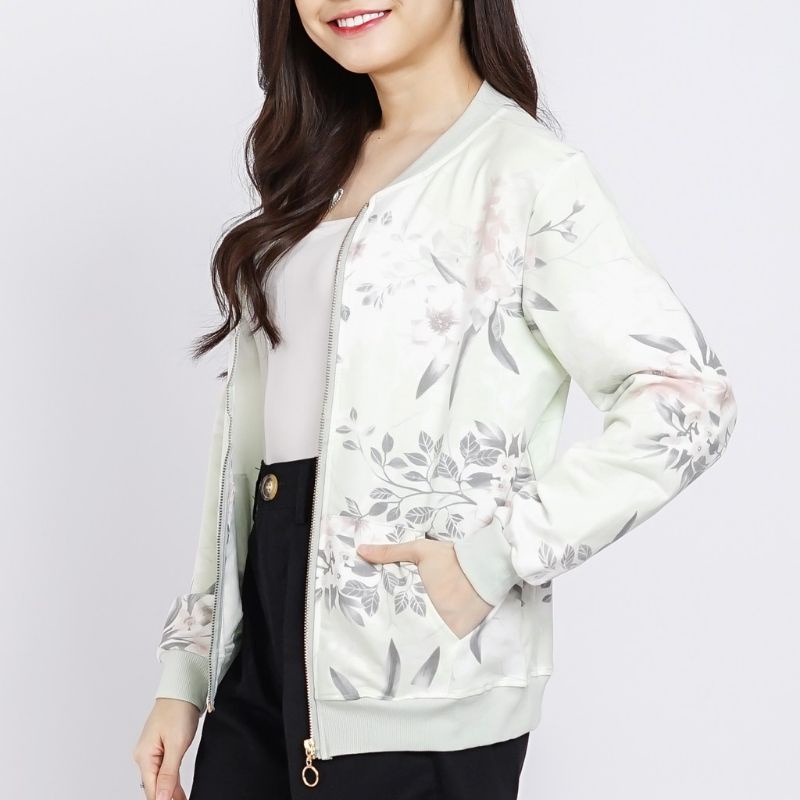 JAKET KAOS BUNGA PUTIH - IMPORT KOREA - FIT S TO XL - TIPPIT TIP (BISA COD)-3
