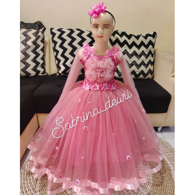 gaun tutu mewah bersayap/ gaun pesta anak mewah