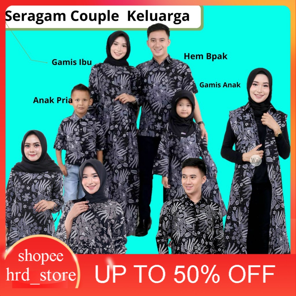 Jual Baju Couple Batik Keluarga Manggar Abu Harga Terjangkau Original