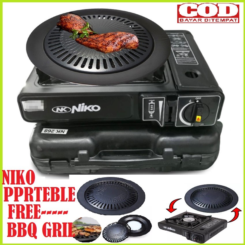 Paket Barbeque/BBQ Set Kompor Portable Niko Tas + BBQ Grill plate gsf original