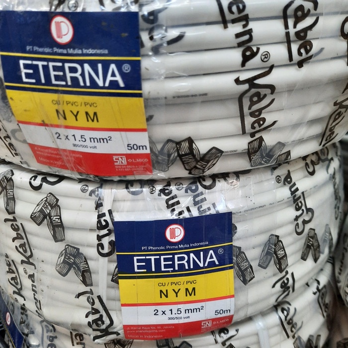 Kabel Roll - Kabel Listrik Nym 2X1.5 Eterna 1 Roll 50 Meter