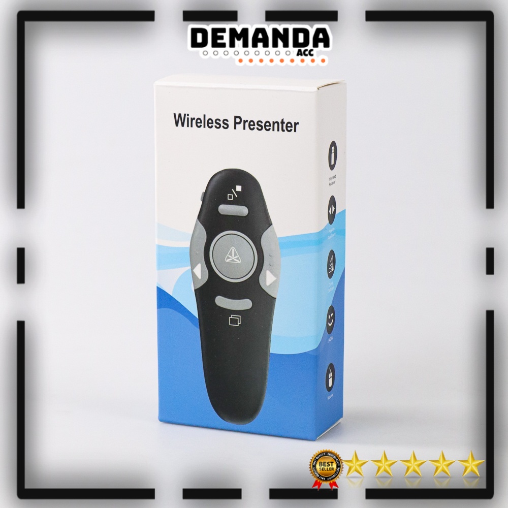 Laser Pointer / Wireless Presenter / Pointer Presentasi Dengan Gift Box Remote Control 2.4GHz Untuk Presentasi Powerpoint, MS Word, Excel K100