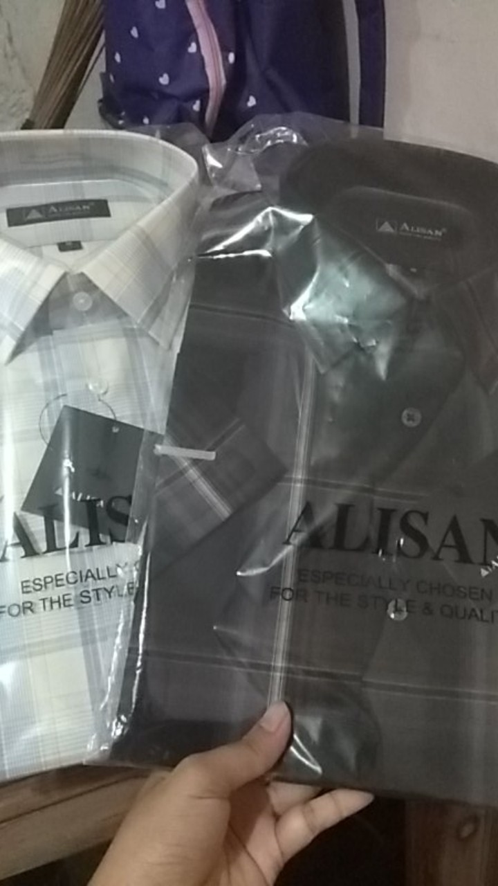 Kemeja Alisan Motif Slimfit/reguler ,lengan Pendek Size 14.5 - 16