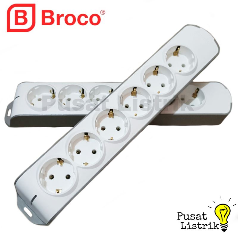 Stop Kontak 3-6 Lubang + Indikator Broco Tipe Slanting OB Stop Kontak 3-6Lubang Lampu Stop Kontak Outbow Broco Model Miring